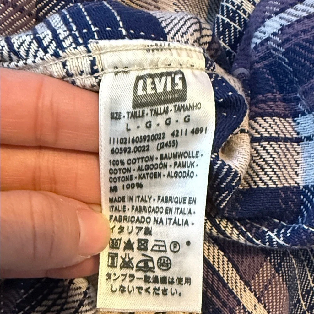 Levi's Blue and Purple Plaid Men's Shirt